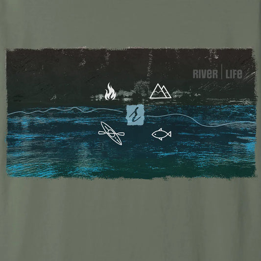 River Life – Tee Shirt | Moss | by AbstractRiver. Perfect for hikers, weekend warriors, seeking serenity and explorers