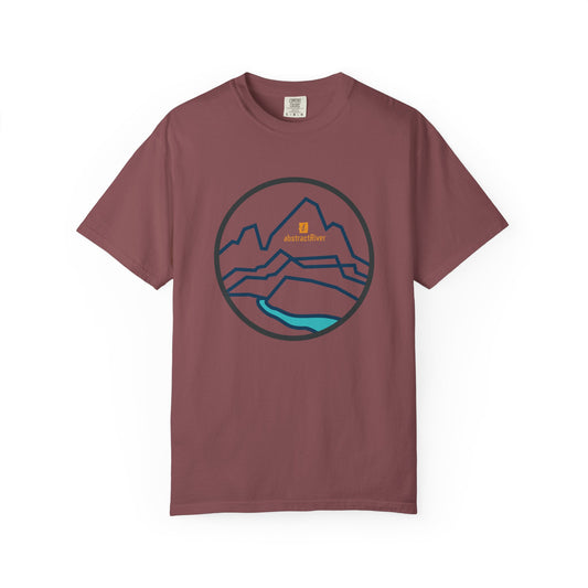 Gold Peak rugged mountain climbing t-shirt by Abstract River