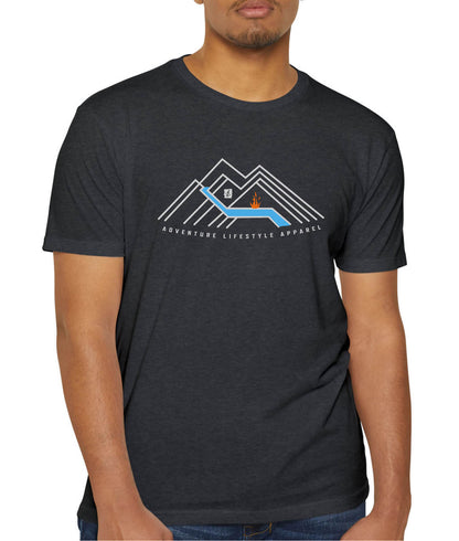 LinearMountain – Adventure Lifestyle tee | Charcoal | by AbstractRiver. Perfect for catching fish from your favorite hole and enjoying a campout