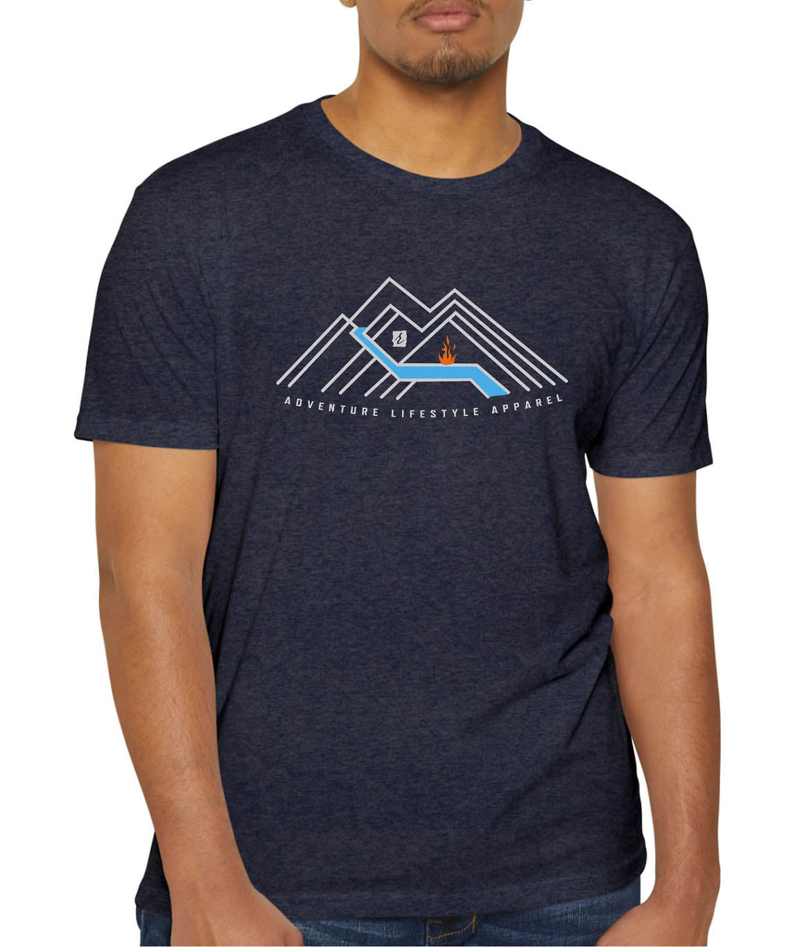 LinearMountain – Adventure Lifestyle tee | Midnight Navy | by AbstractRiver. Perfect for going off grid, enjoying a campout, going above the treeline and kayaking the whitewater