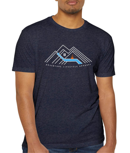 LinearMountain – Adventure Lifestyle tee | Midnight Navy | by AbstractRiver. Perfect for going off grid, enjoying a campout, going above the treeline and kayaking the whitewater