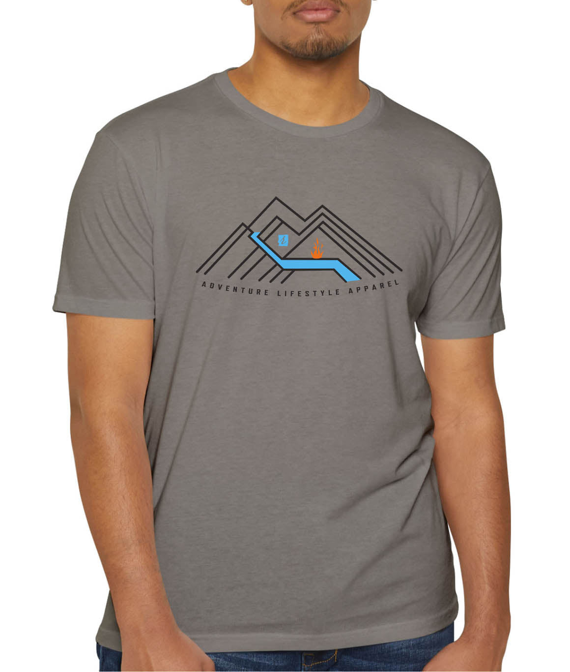 LinearMountain – Adventure Lifestyle tee | Stone Gray | by AbstractRiver. Perfect for going off grid, enjoying a campout, kayaking the whitewater and catching fish from your favorite hole