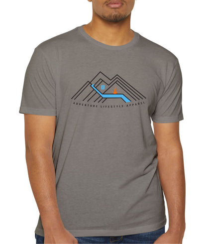 LinearMountain – Adventure Lifestyle tee | Stone Gray | by AbstractRiver. Perfect for going off grid, enjoying a campout, kayaking the whitewater and catching fish from your favorite hole