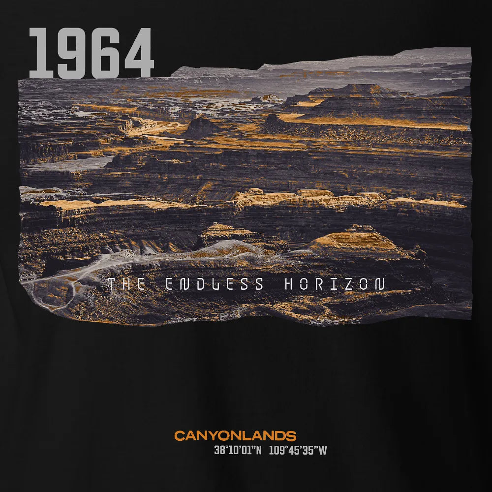 Canyonlands Endless Horizon T-shirt | Black | by AbstractRiver. Perfect for nature lovers, weekend warriors and kayakers