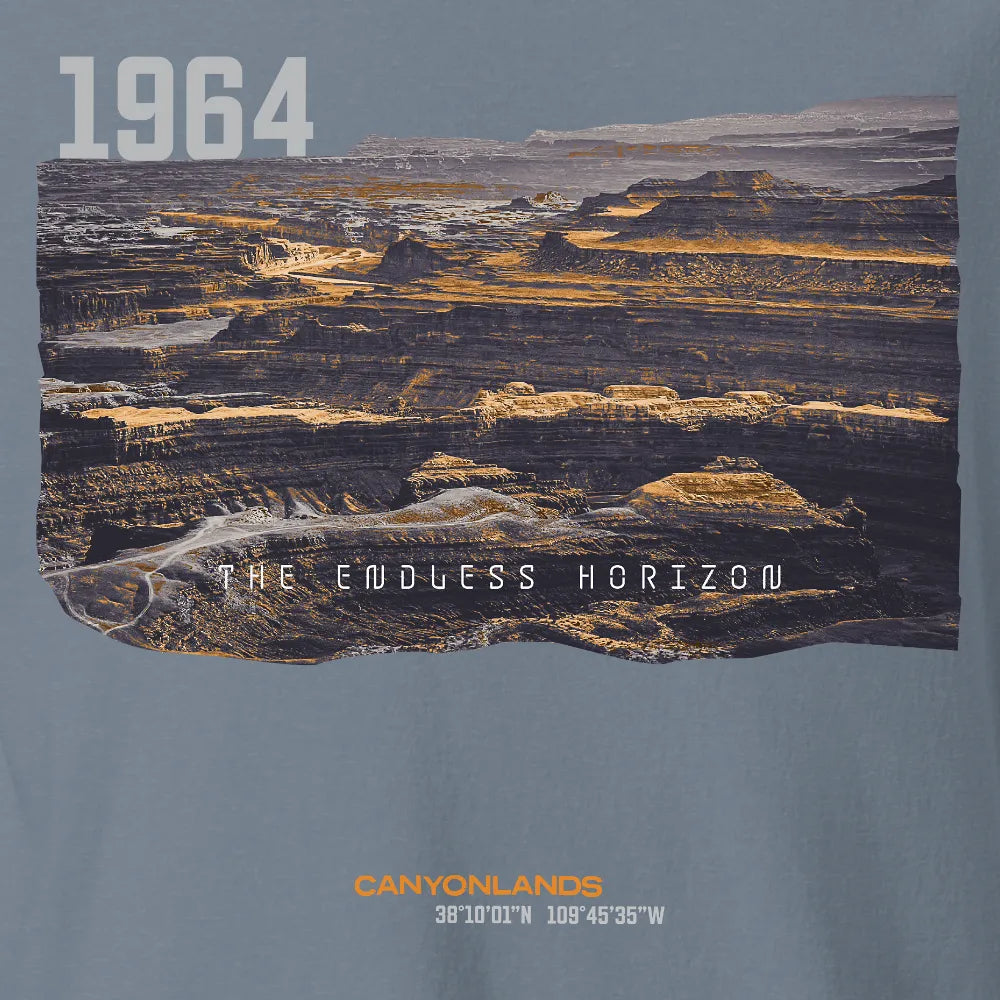 Canyonlands Endless Horizon T-shirt | Blue Jean | by AbstractRiver. Perfect for explorers, wilderness adventurers, wilderness seekers and seeking serenity