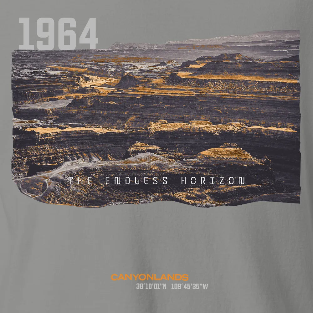 Canyonlands Endless Horizon T-shirt | Grey | by AbstractRiver. Perfect for seeking serenity, when the desert is calling and rock climbers