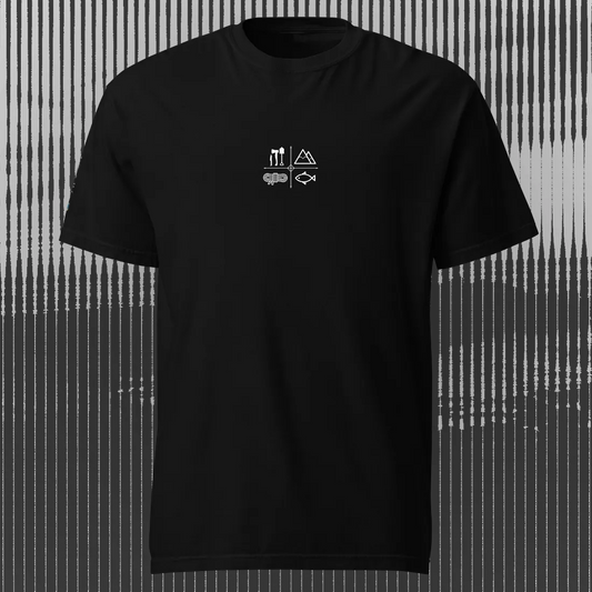 Lakes-Rivers-Oceans Ecosystem Tee | Black | by AbstractRiver. Perfect for explorers, wilderness adventurers, campers and mountain adventurers