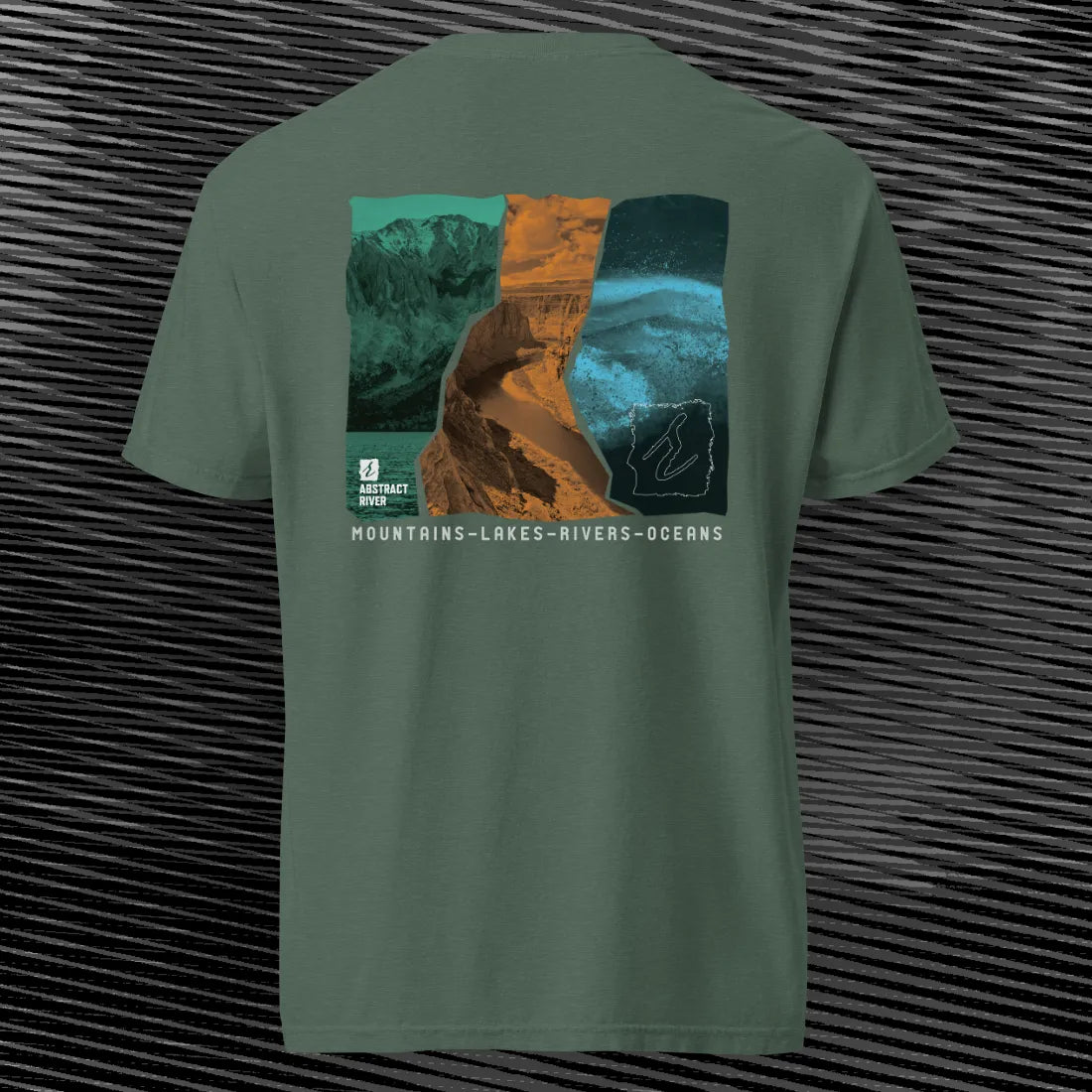 Lakes-Rivers-Oceans Ecosystem Tee | Blue Spruce | by AbstractRiver. Perfect for explorers and wilderness seekers