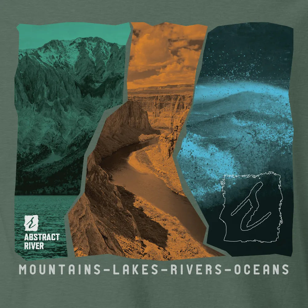 Lakes-Rivers-Oceans Ecosystem Tee | Blue Spruce | by AbstractRiver. Perfect for wilderness adventurers and mountain adventurers