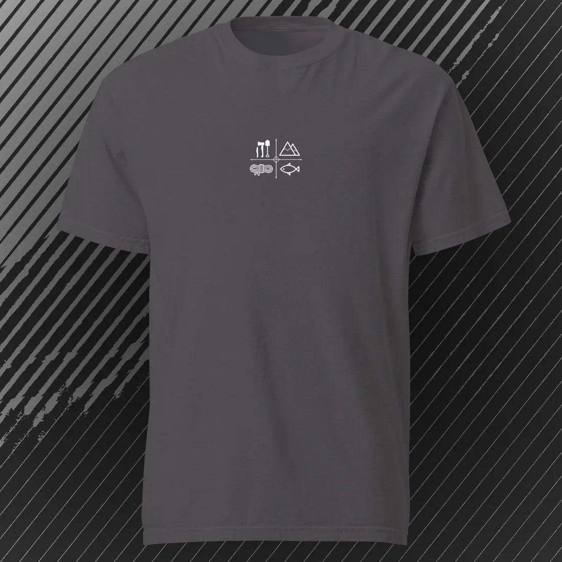 Lakes-Rivers-Oceans Ecosystem Tee | Graphite | by AbstractRiver. Perfect for mountain adventurers, nature lovers, wilderness adventurers and mountain explorers