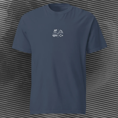 Lakes-Rivers-Oceans Ecosystem Tee | Navy | by AbstractRiver. Perfect for nature lovers and mountain explorers