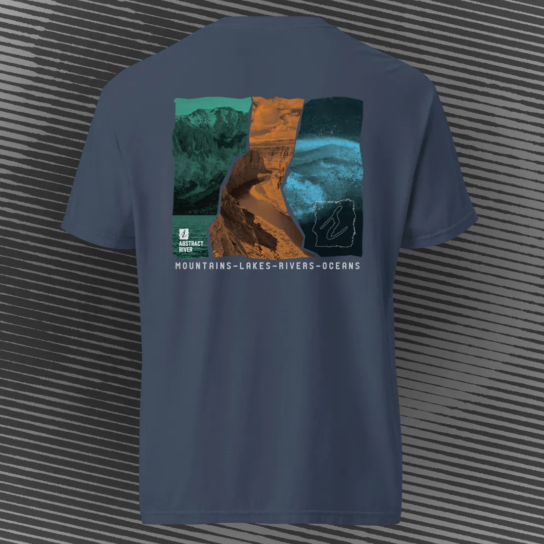 Lakes-Rivers-Oceans Ecosystem Tee | Navy | by AbstractRiver. Perfect for mountain explorers and wilderness adventurers