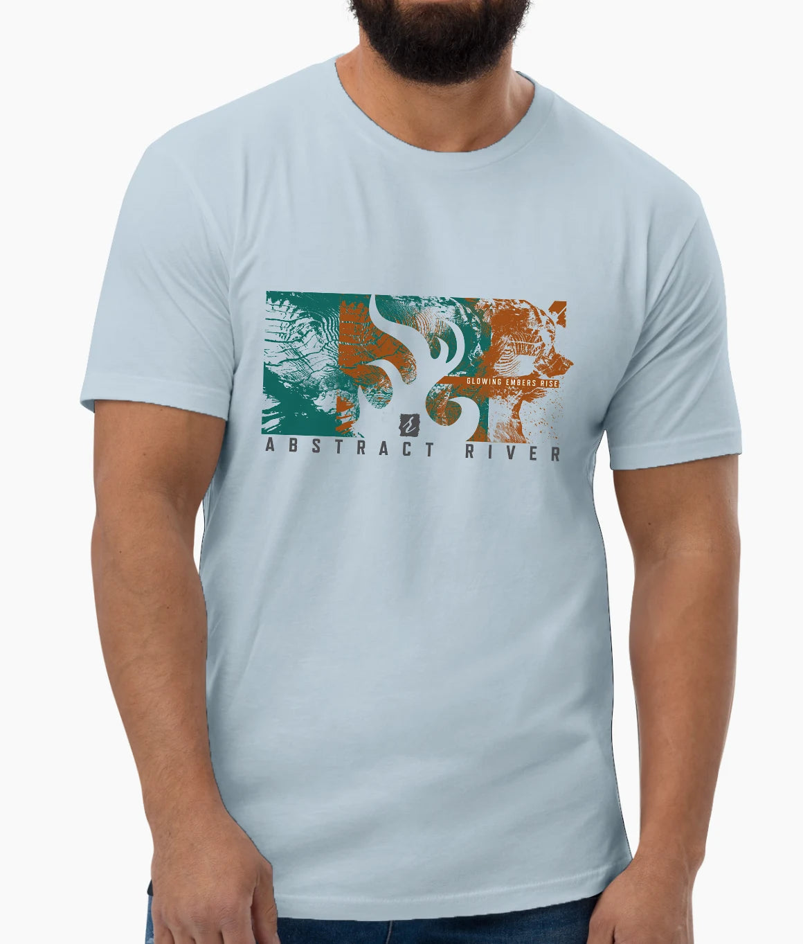GlowingEmbers - short sleeve tee | Solid Light Blue | by AbstractRiver. Different by design. Stand out from the crowds with compelling unique style.