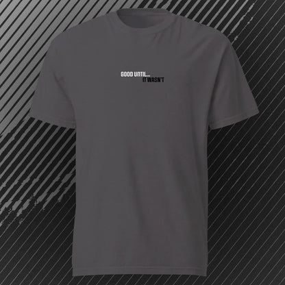 GoodUntil – AbstractRiver T-Shirt | Graphite | by AbstractRiver. Perfect for kayakers, fly fishing, explorers and wilderness seekers