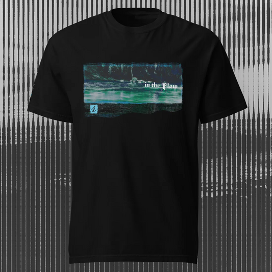 In the Flow – AbstractRiver T-shirt | Black | by AbstractRiver. Perfect for kayakers, fly fishing, explorers and wilderness seekers