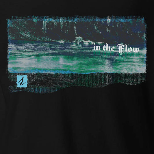 In the Flow – AbstractRiver T-shirt | Black | by AbstractRiver. Perfect for kayakers, fly fishing, explorers and wilderness seekers