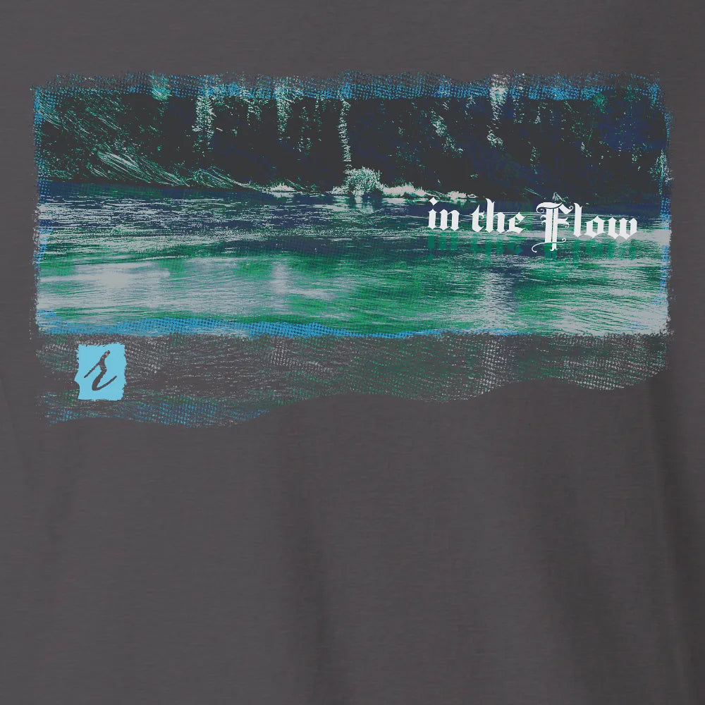 In the Flow – AbstractRiver T-shirt | Graphite | by AbstractRiver. Perfect for kayakers, fly fishing, explorers and wilderness seekers