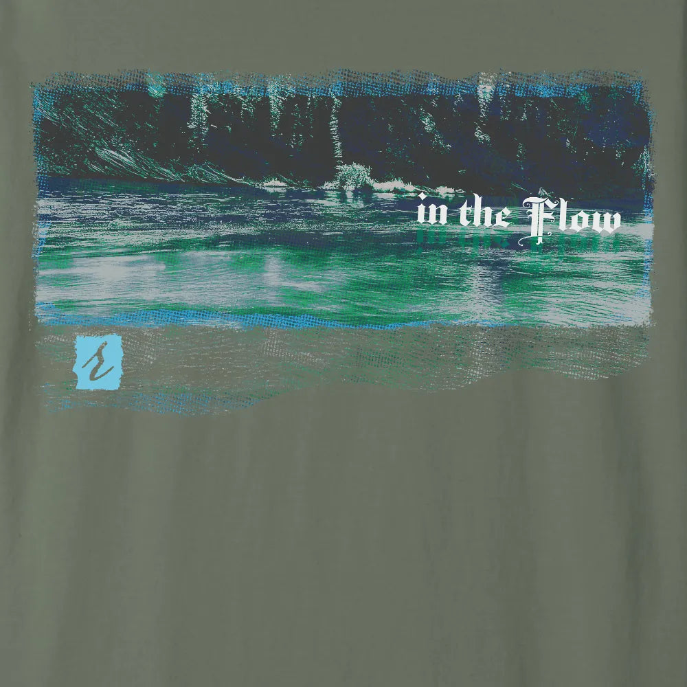 In the Flow – AbstractRiver T-shirt | Moss | by AbstractRiver. Perfect for kayakers, fly fishing, explorers and wilderness seekers
