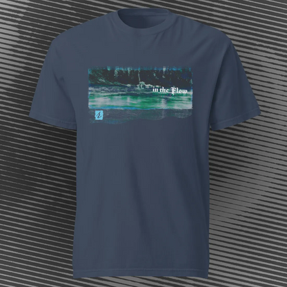 In the Flow – AbstractRiver T-shirt | Navy | by AbstractRiver. Perfect for kayakers, fly fishing, explorers and wilderness seekers