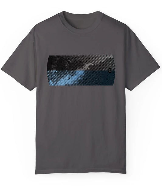 Mountains To Oceans T Shirt | Denim | by AbstractRiver. Perfect for rock climbers, seeking serenity and mountain adventurerists