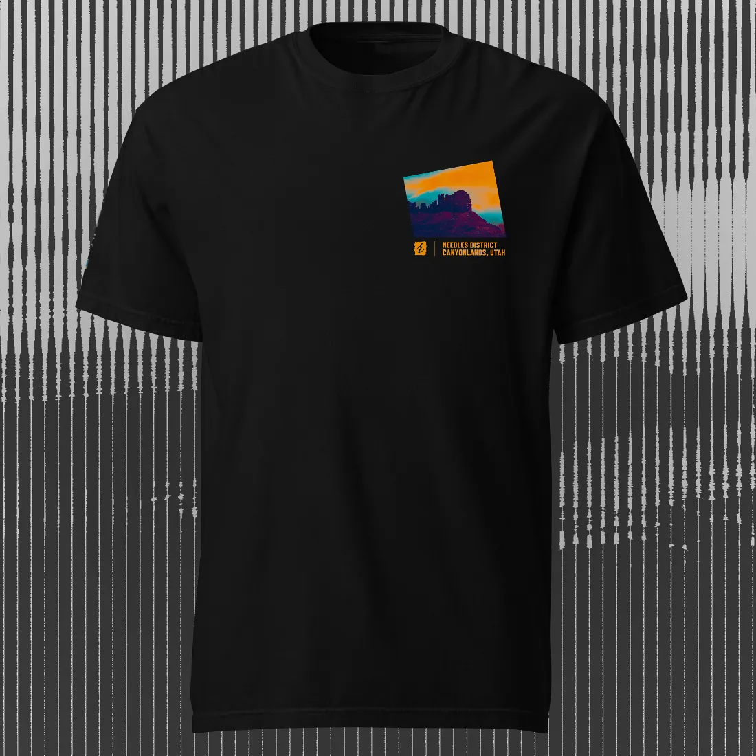 Canyonlands Needles District T-shirt | Black | by AbstractRiver. Perfect for rock crawlers, mountain bikers, desert trail riders and Cataract canyon rafters