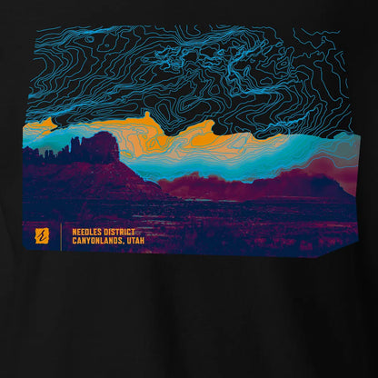 Canyonlands Needles District T-shirt | Black | by AbstractRiver. Perfect for Moab adventurers and 4x4 off-roaders