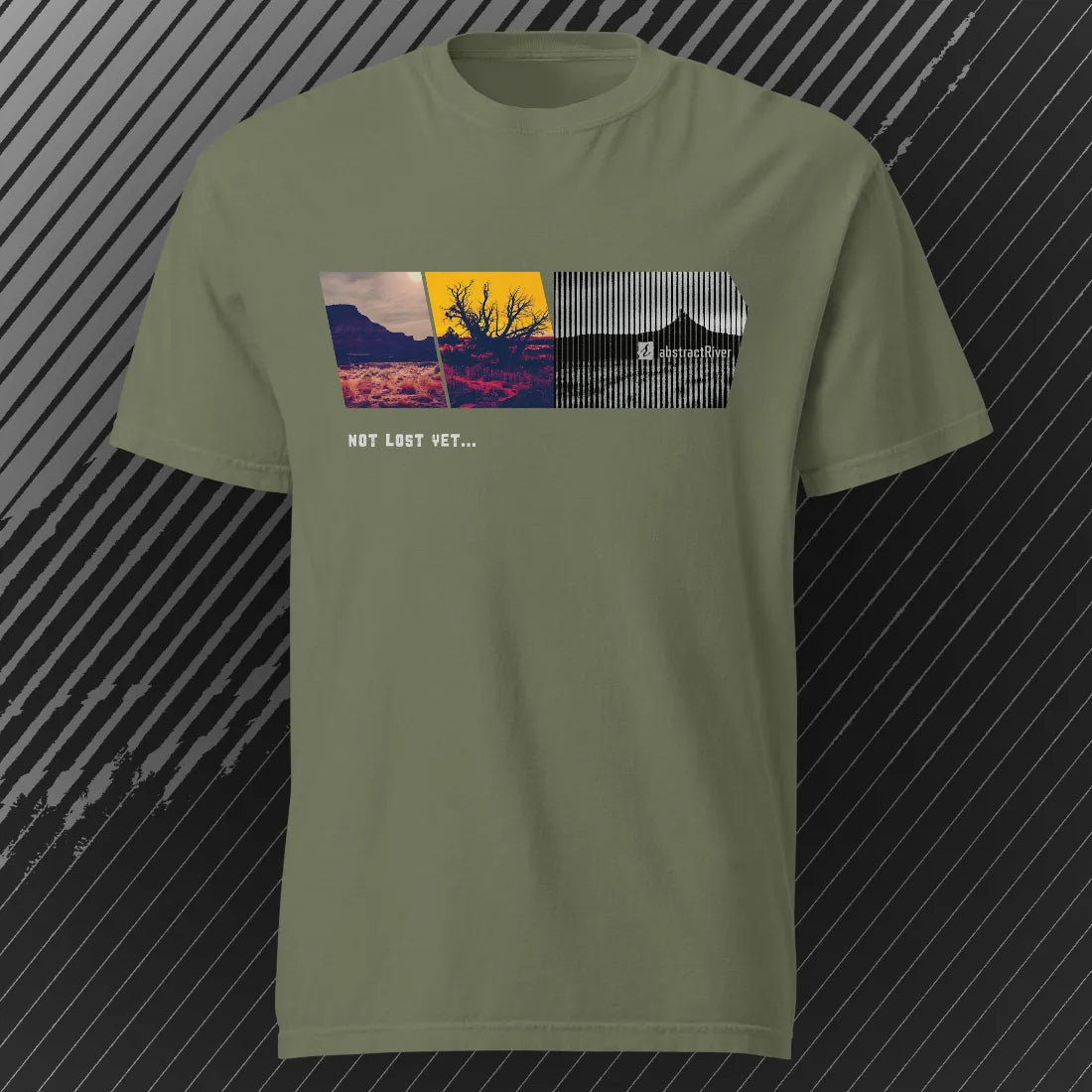 Not Lost Yet – Short sleeve tee | Moss | by AbstractRiver. Perfect for dune riders, canyon runners, campers and weekend warriors