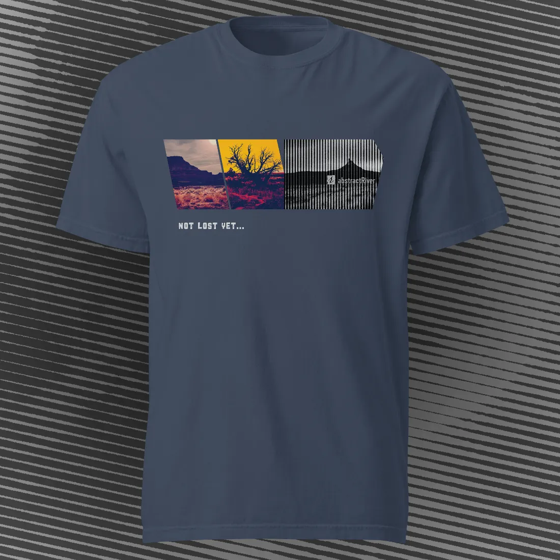 Not Lost Yet – Short sleeve tee | Navy | by AbstractRiver. Perfect for adventure seekers and desert lovers