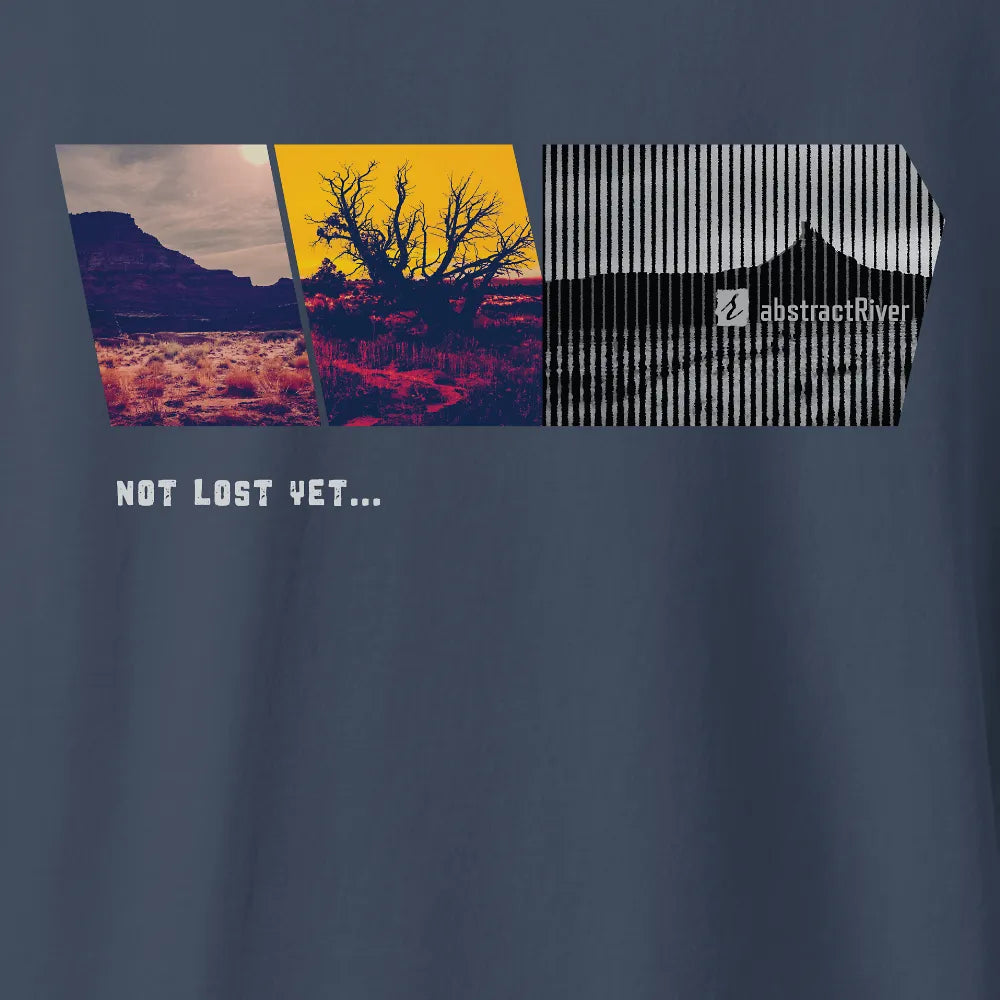 Not Lost Yet – Short sleeve tee | Navy | by AbstractRiver. Perfect for desert trail riders, explorers and OHV riders