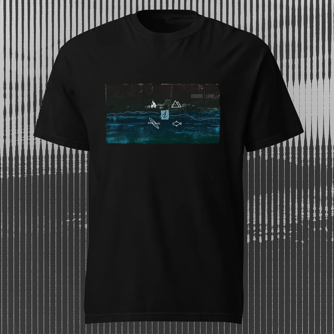 River Life – Tee Shirt | Black | by AbstractRiver. Perfect for campers and wilderness adventurers