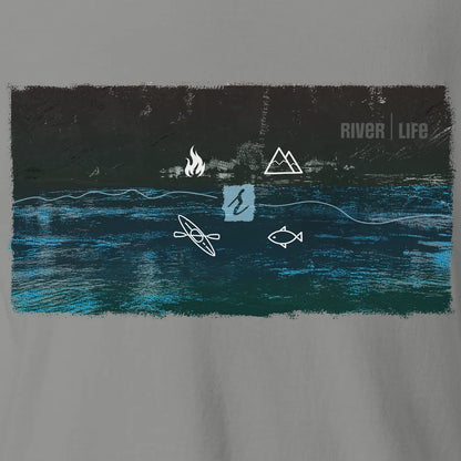 River Life – Tee Shirt | Grey | by AbstractRiver. Perfect for hikers, wilderness adventurers, adventure seekers and weekend warriors