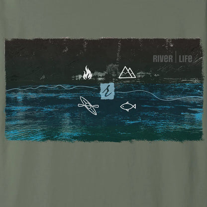 River Life – Tee Shirt | Moss | by AbstractRiver. Perfect for hikers, weekend warriors, seeking serenity and explorers