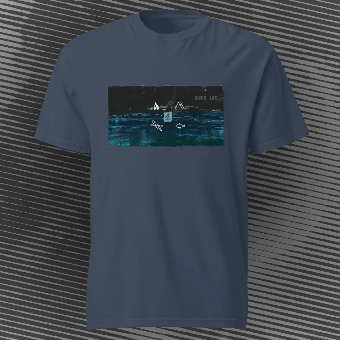 River Life – Tee Shirt | Navy | by AbstractRiver. Perfect for seeking serenity, hikers and campers