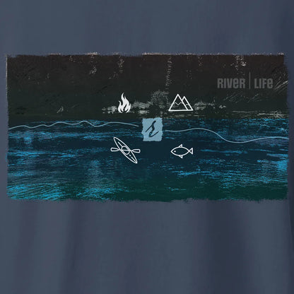 River Life – Tee Shirt | Navy | by AbstractRiver. Perfect for hikers, fly fishing and seeking serenity