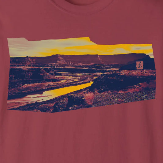 RiverRise Desert Adventure Tee - Canyonlands National Park | Chili | by AbstractRiver. Perfect for hikers, campers, trail runners and nature lovers