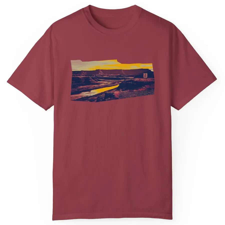 RiverRise Desert Adventure Tee - Canyonlands National Park | Chili | by AbstractRiver. Perfect for hikers, campers, trail runners and nature lovers