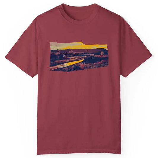 RiverRise Desert Adventure Tee - Canyonlands National Park | Chili | by AbstractRiver. Perfect for hikers, campers, trail runners and nature lovers