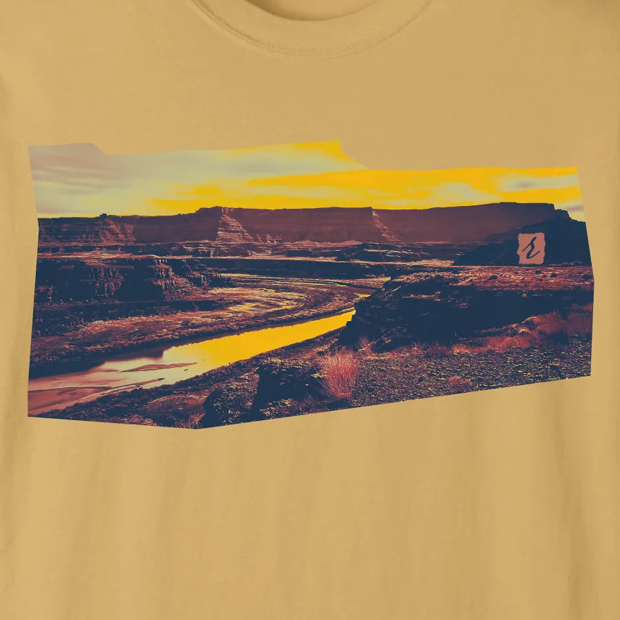 RiverRise Desert Adventure Tee - Canyonlands National Park | Mustard | by AbstractRiver. Perfect for hikers, campers, trail runners and nature lovers