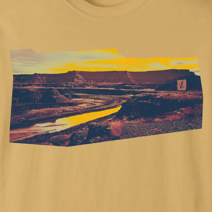 RiverRise Desert Adventure Tee - Canyonlands National Park | Mustard | by AbstractRiver. Perfect for hikers, campers, trail runners and nature lovers