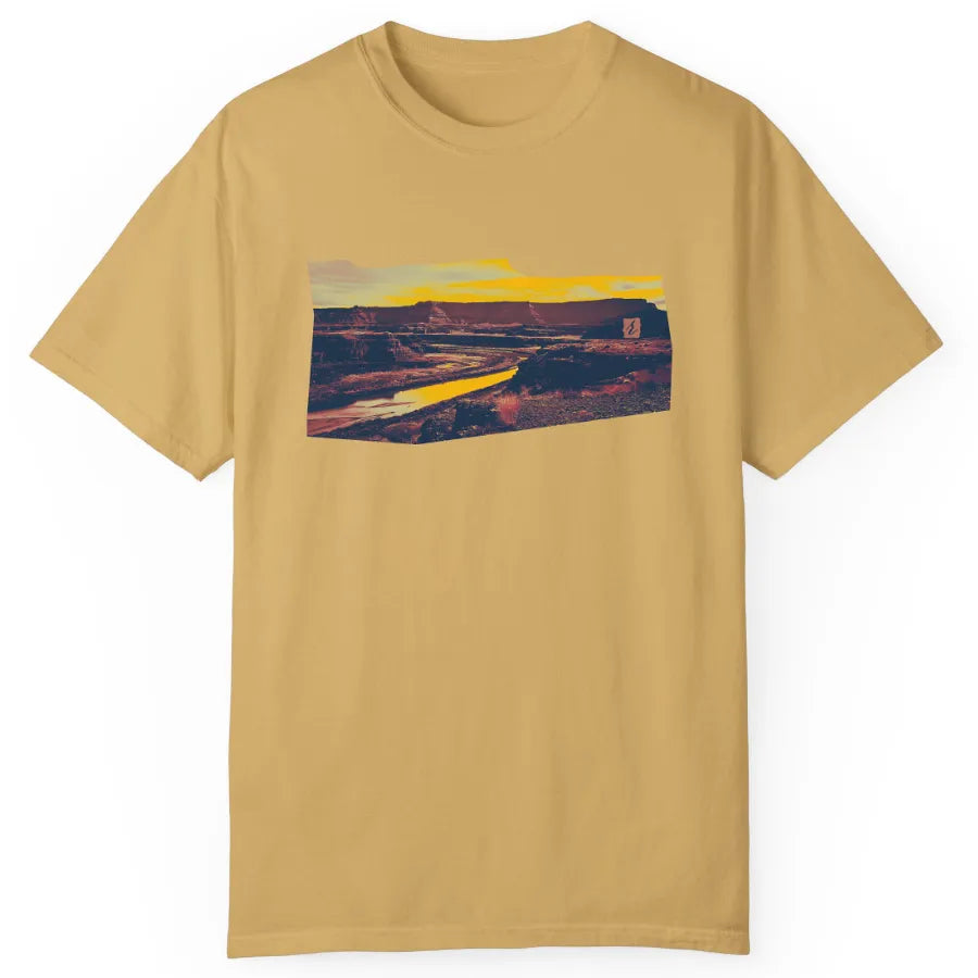 RiverRise Desert Adventure Tee - Canyonlands National Park | Mustard | by AbstractRiver. Perfect for hikers, campers, trail runners and nature lovers