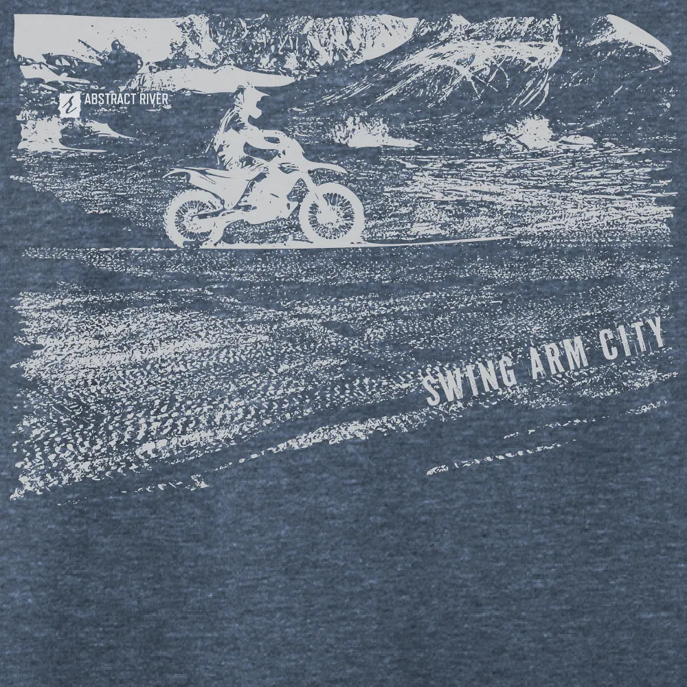 Swing Arm City - Dirt Bike Tee | Heathered Navy | by AbstractRiver. Perfect for trail shredders, throttle junkies and enduro riders
