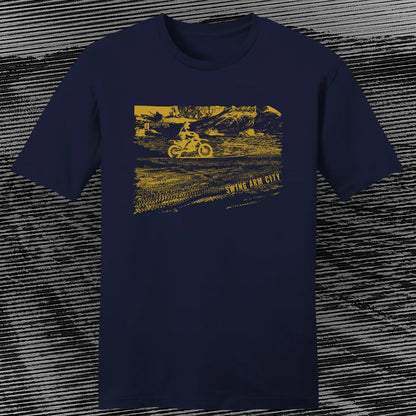 Swing Arm City - Dirt Bike Tee | New Navy | by AbstractRiver. Perfect for enduro riders and off-road racers